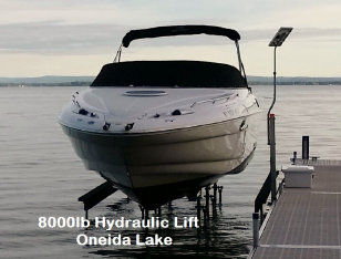 PIcture of an 8000 pound hydraulic lift on Oneida Lake