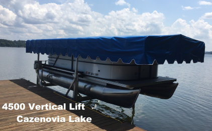 Picture of a 4500 pound vertical lift on Cazenovia Lake
